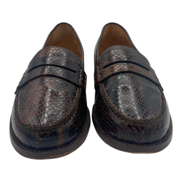 Sezane Andrea Brown Python Print Leather Loafers EU 38 / US 7 - Picture 6 of 13